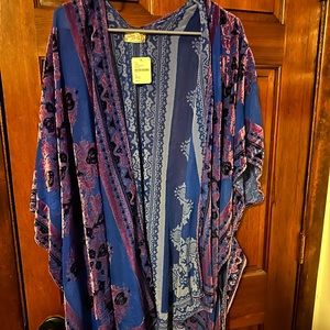 Velvet kimono blue purple
